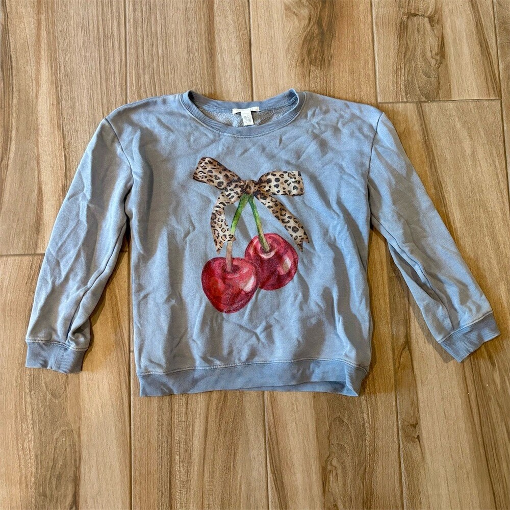 Full Tilt Sweatshirt Womens XL Gray Crew Neck Pullover Cherry Leopard
